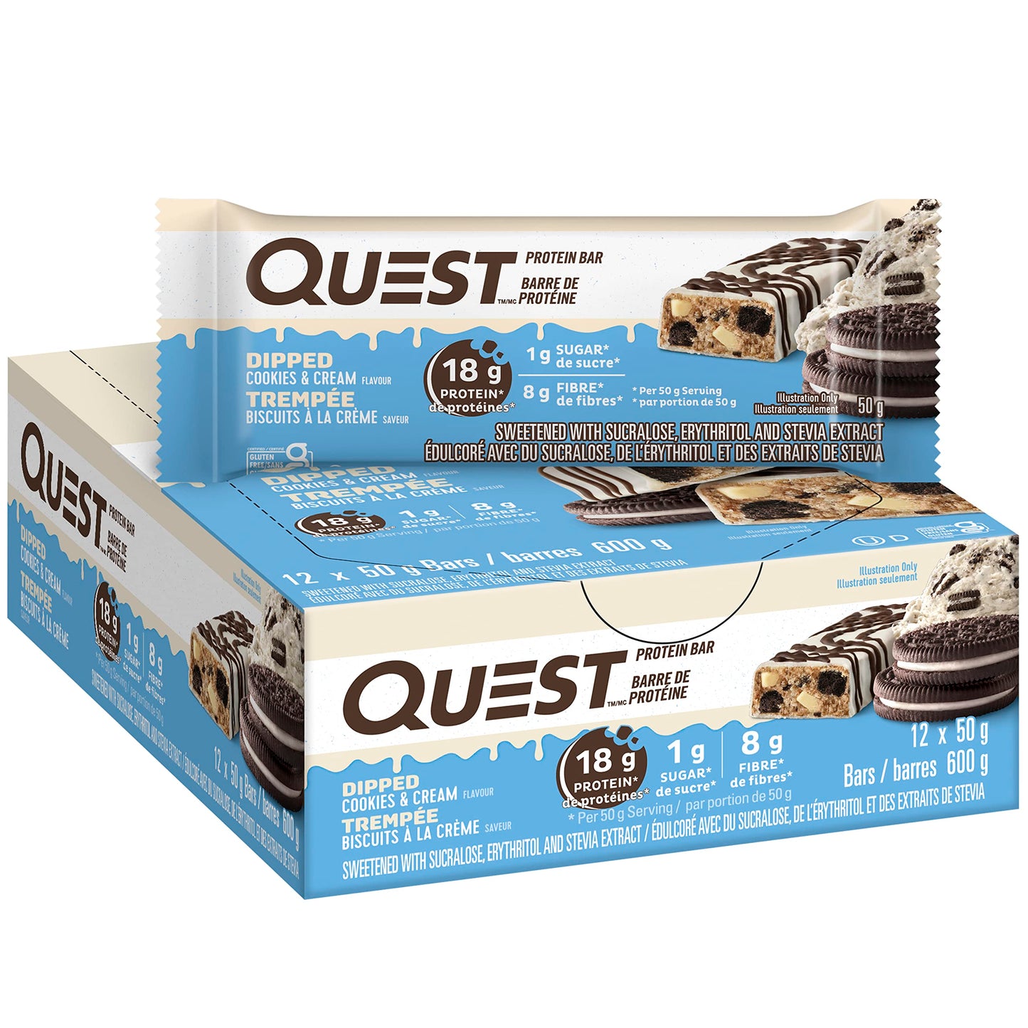 Quest   Quest Dipped Bar, Cookies & Cream, 12/box