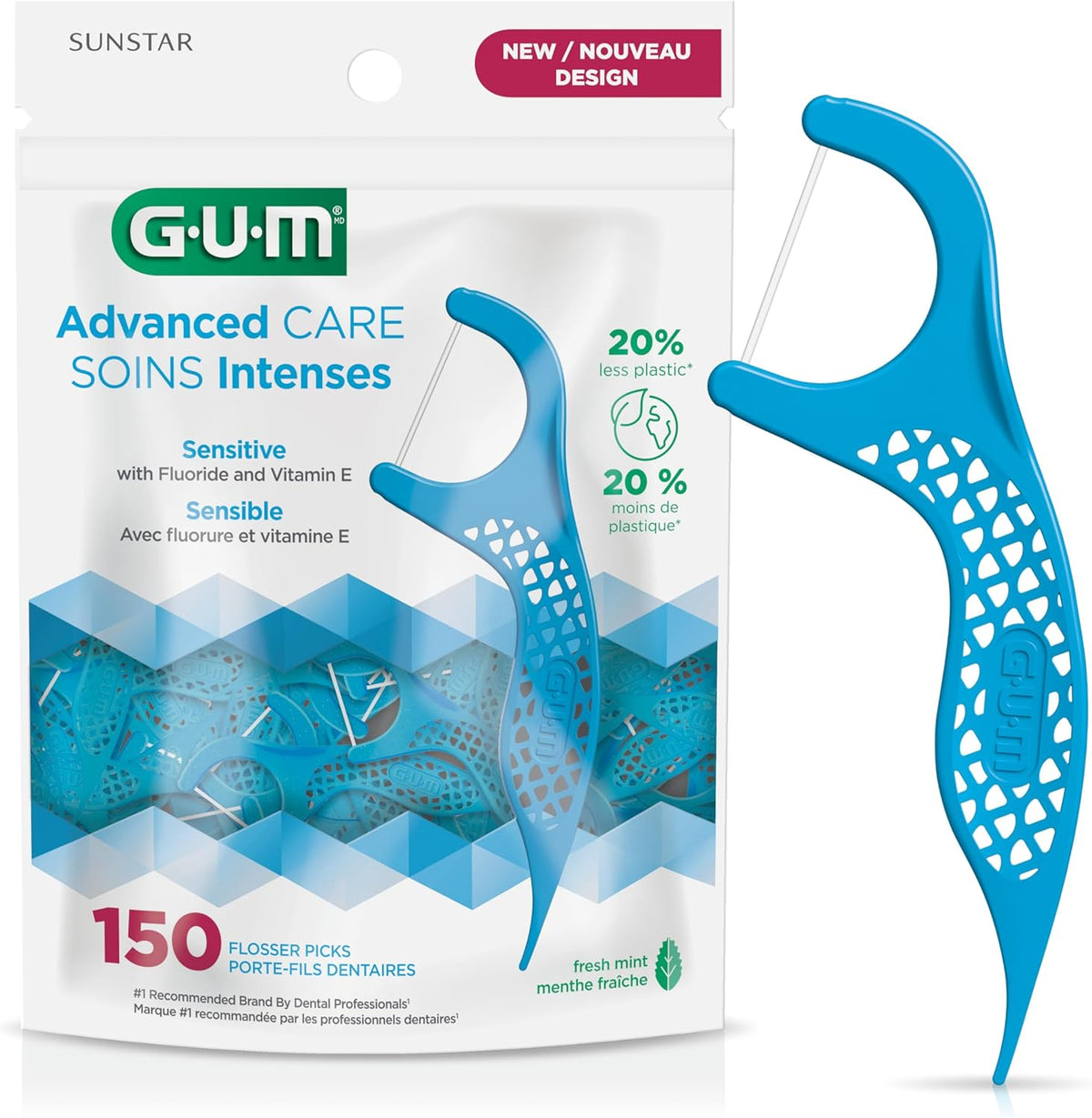 GUM ADVANCED CARE FLOSSERS 150 pack of 4