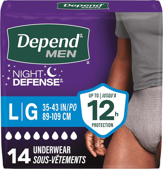 DEPEND NIGHT DEFENSE UNDERWEAR MEN LG 14 pack of 4
