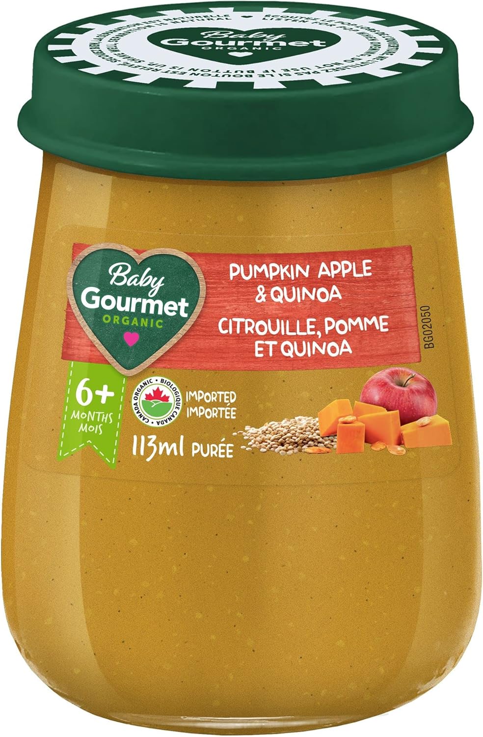 Baby Gourmet Organic Baby Food Jar - Pumpkin Apple Quinoa - Source of Iron, Fibre, minerals (113g) 10 Pack