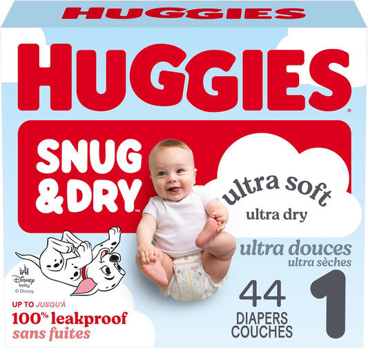 HUGGIES SNUG & DRY DIAPERS JUMBO #1 44 pack of 4
