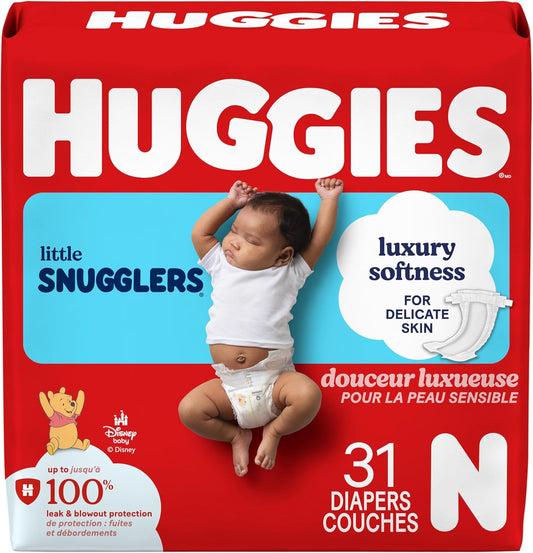 HUGGIES LITTLE SNUGGLERS DIAPERS NEWBORN JB 31 pack of 4