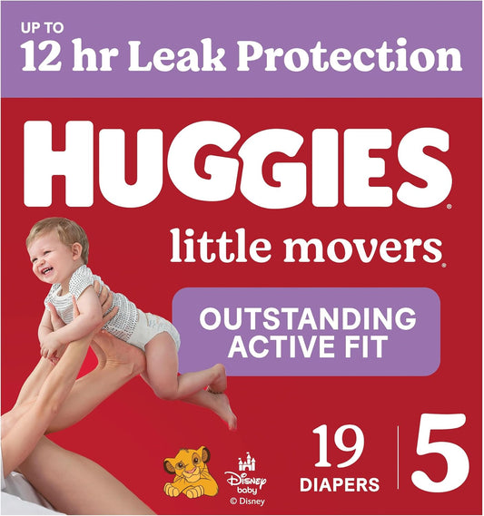 HUGGIES LITTLE MOVERS DIAPERS JB #5 19 pack of 4