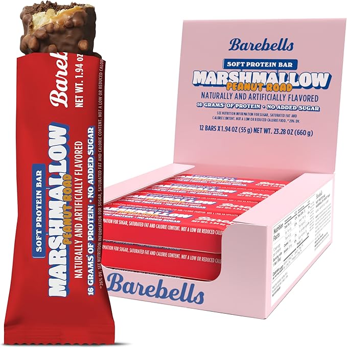 Barebells Soft Protein Bars Marshmallow Peanut Road - 12 Count, 55g Bars