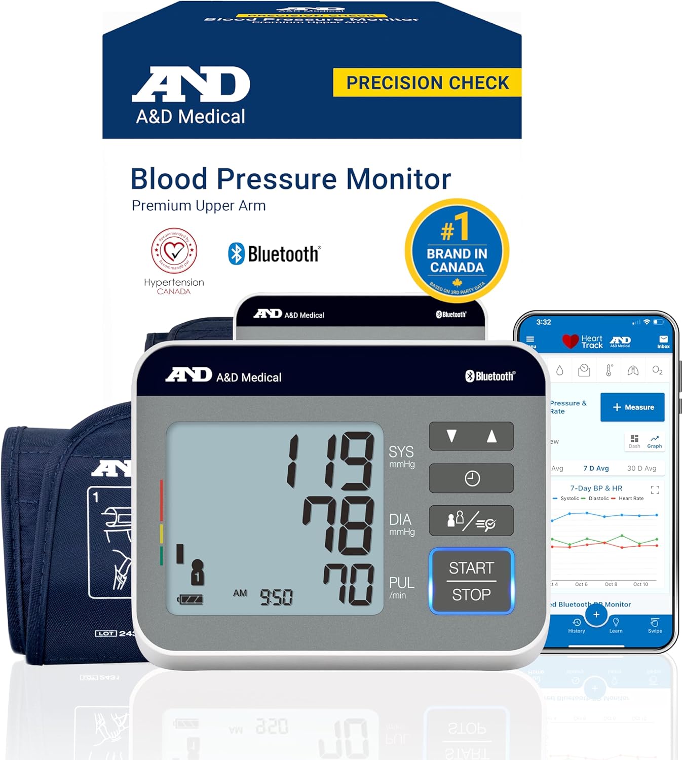 A&D BLOOD PRESS MONITOR PRICISON BLUETOOTH AFIB