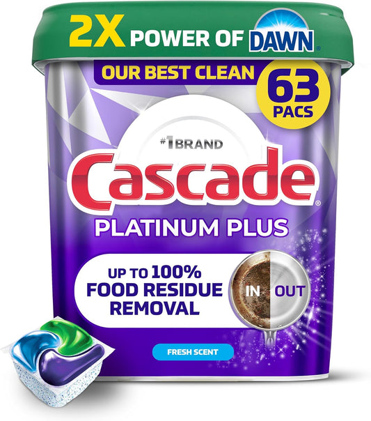 CASCADE ACTION PACKS PLATINUM FRESH SCENT 63 pack of 3