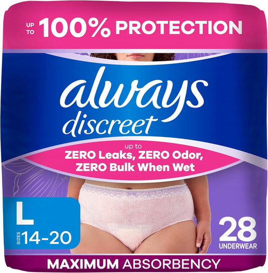 ALWAYS DISCREET UNDERWEAR LG MAXIMUM 28 pack of 2