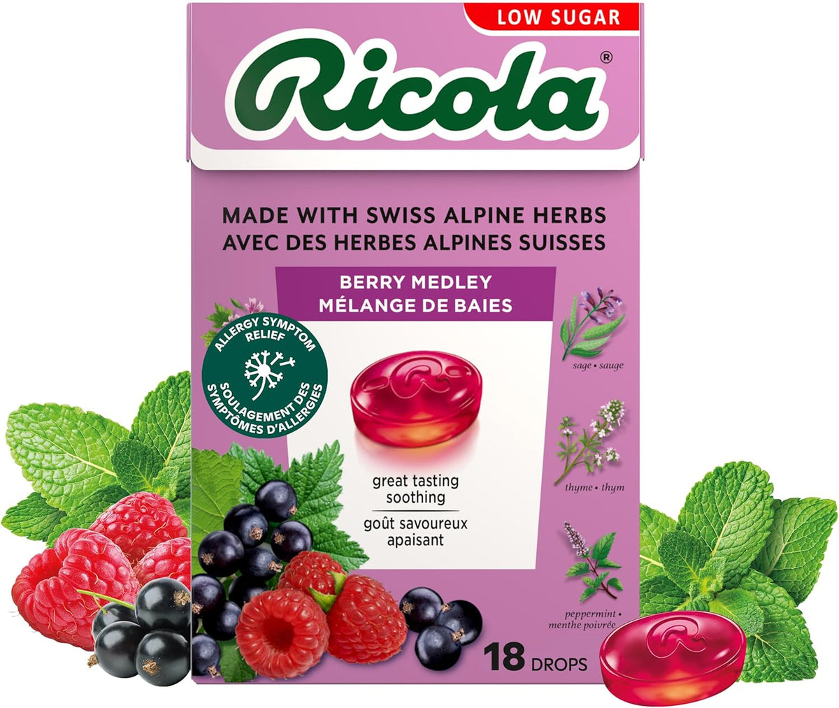 RICOLA LOZENGES BERRY MEDLEY NSA 45G LOZENGE pack of 10