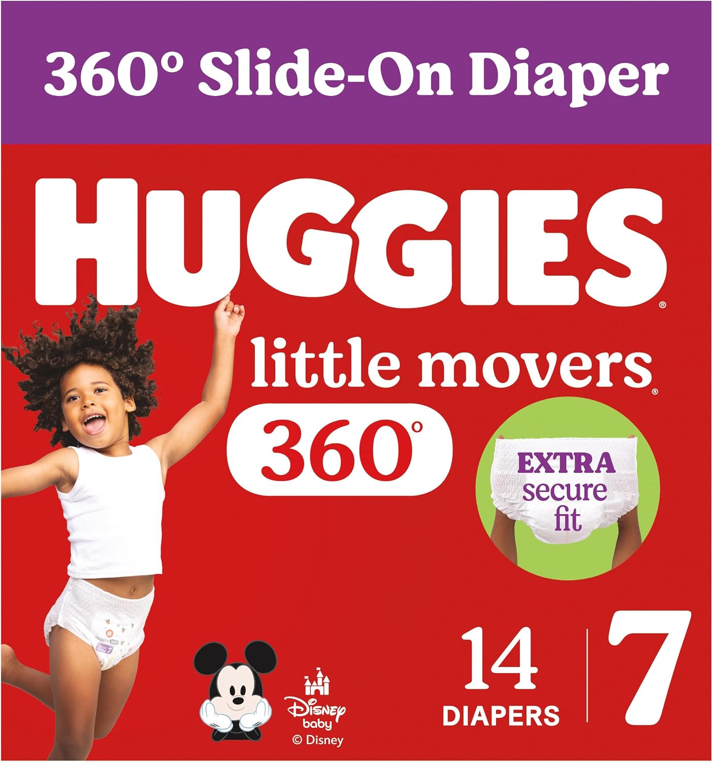HUGGIES LITTLE MOVERS HUGGFIT DIAPER PANT #7 14 pack of 4