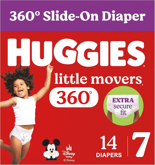 HUGGIES LITTLE MOVERS HUGGFIT DIAPER PANT #7 14 pack of 4