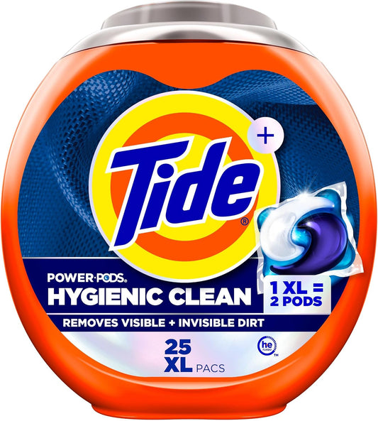TIDE POWER PODS HYGIENIC CLEAN HEAVY 10X DUTY 25 pack of 4