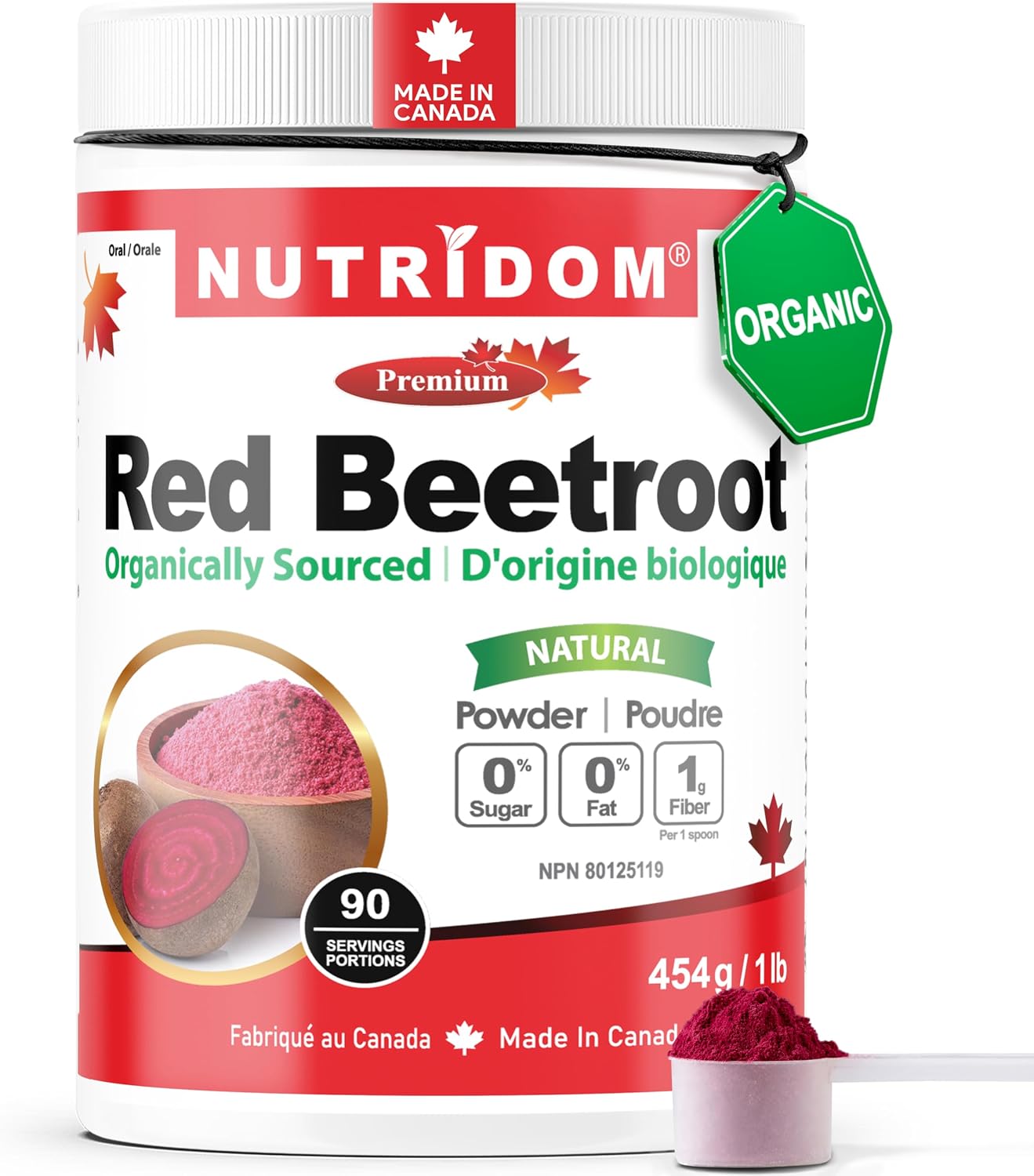 Nutridom - Red Beetroot Powder 1lb - Organic