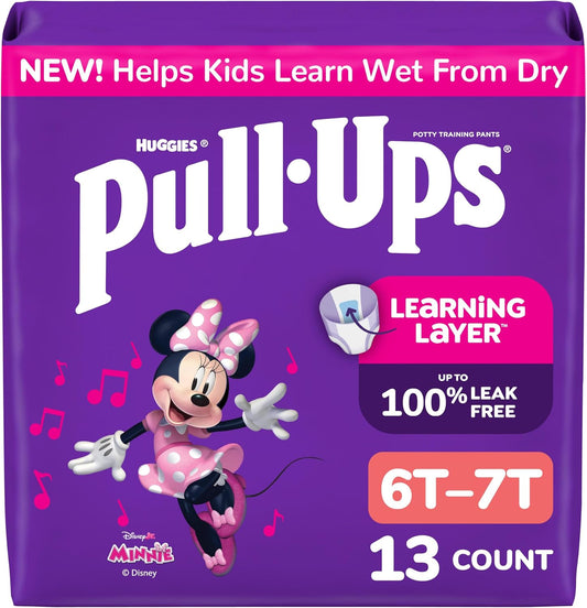 HUGGIES PULL-UPS TRAINING PANTS JB 6T-7T GIRLS 13 pack of 4
