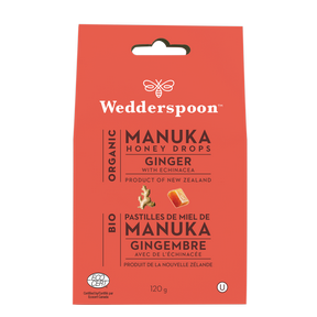 Wedderspoon   Org Manuka Honey Drops Ginger 120g