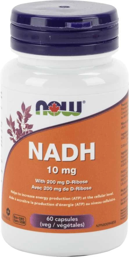 NOW - NADH 10mg w/200mg D-Ribose 60VCaps