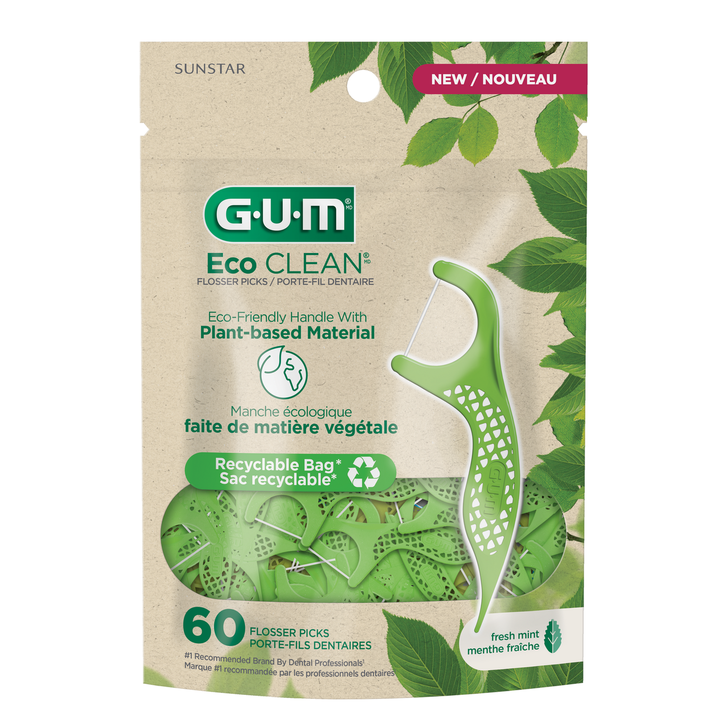 GUM FLOSSER PICKS ECO CLEAN 60