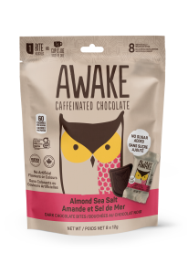 AWAKE CHOCOLATE SNACKS -     Pouch, Dark Chocolate Almond Sea Salt (Fair Trade)    12g