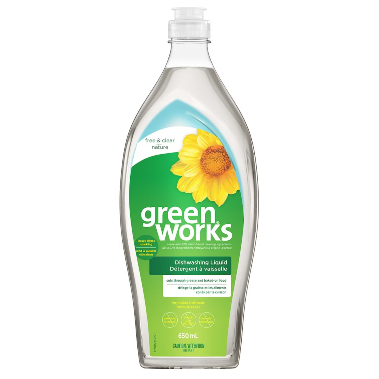 GREEN WORKS LIQ DISH SOAP FREE&CLEAR 650ML pack of 6