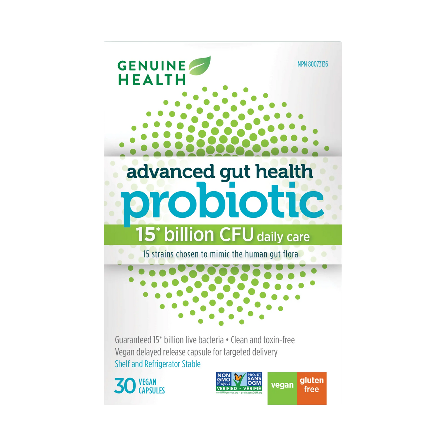 Genuin Health   advanced gut health probiotic 15 billion, 30 capsules