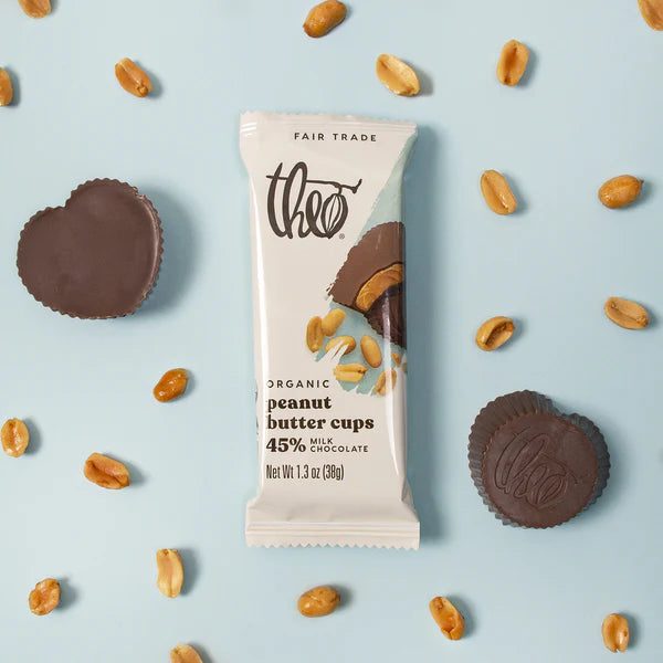 Theo   Organic Chocolate Bars   Org Peanut Butter Cups Milk 38g *expiry April 29, 2026*