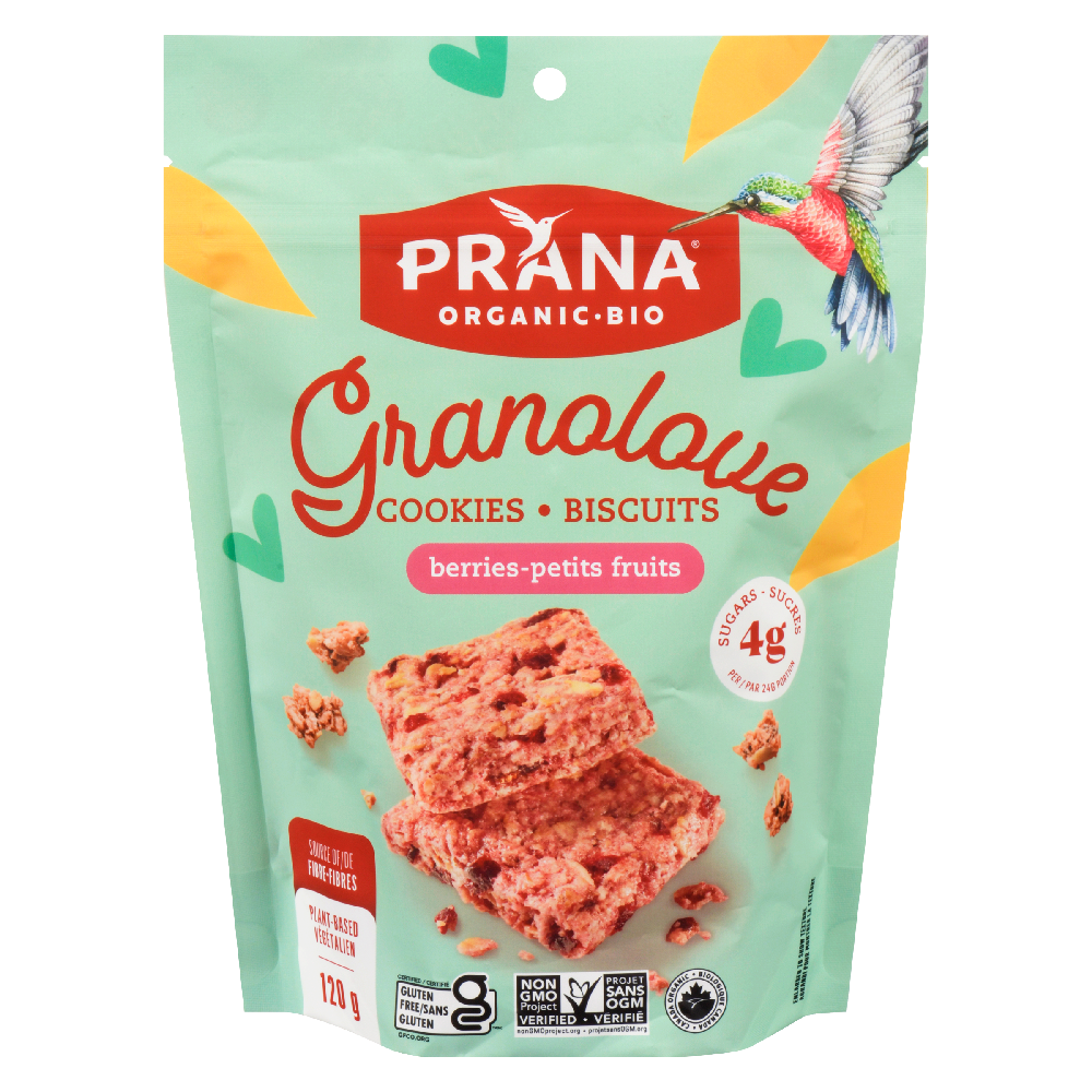 PRANA  -   GRANOLOVE Organic Cookie squares – Berries     120g