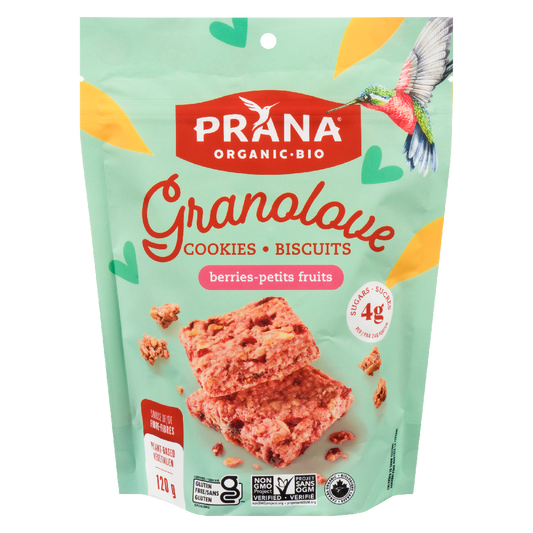 PRANA  -   GRANOLOVE Organic Cookie squares – Berries     120g
