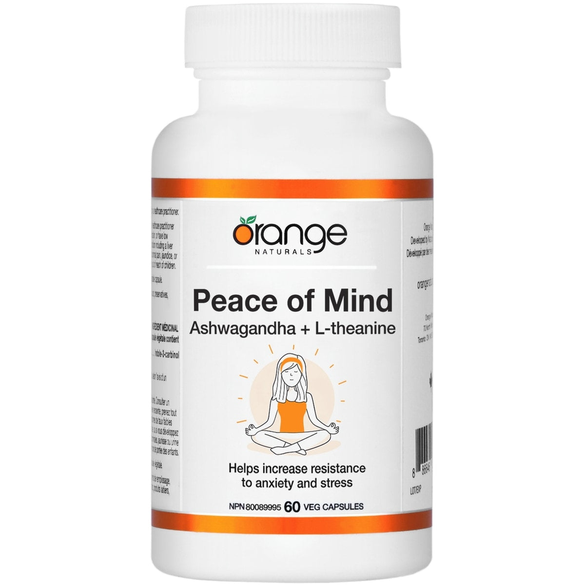Orange Naturals  Peace of Mind Ashwagandha + L-Theanine			60 v-caps