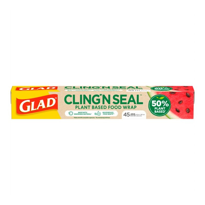 GLAD CLING N SEAL PLANT BASE FOOD WRAP 45M pack of 12