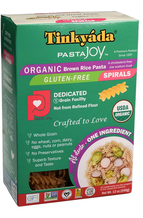 TINKYADA RICE PASTAS -  Spirals, Brown Rice, Organic (gluten free)    340g