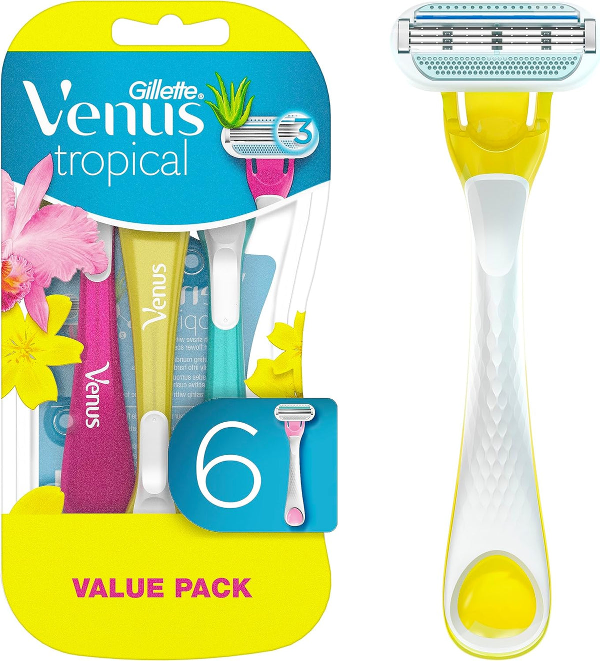GILLETTE VENUS TROPICAL RAZOR DISPOSABLE 6