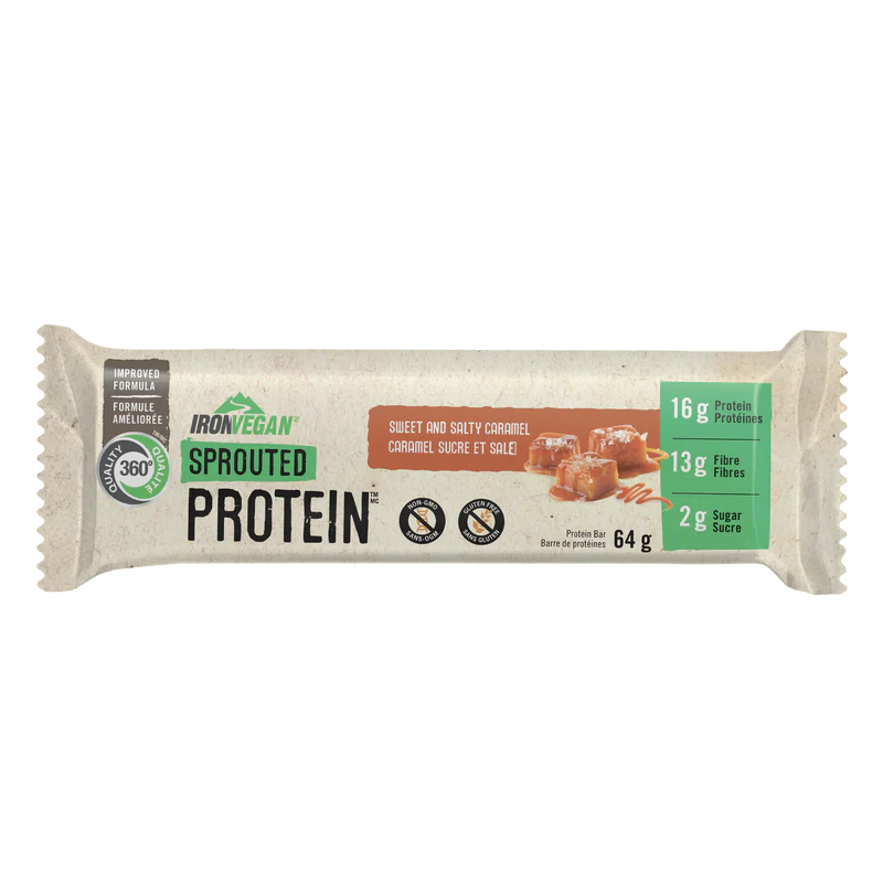 Iron Vegan Sprouted Protein Bar   64g/12 - Sweet and Salty Caramel