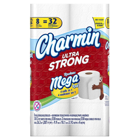 CHARMIN BATHROOM TISSUE ULTRA STRONG MEGA 4 pack of 8