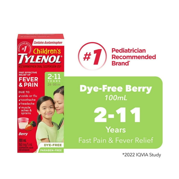 TYLENOL CHILD DYE FREE BERRY 100ML SUSPENSION