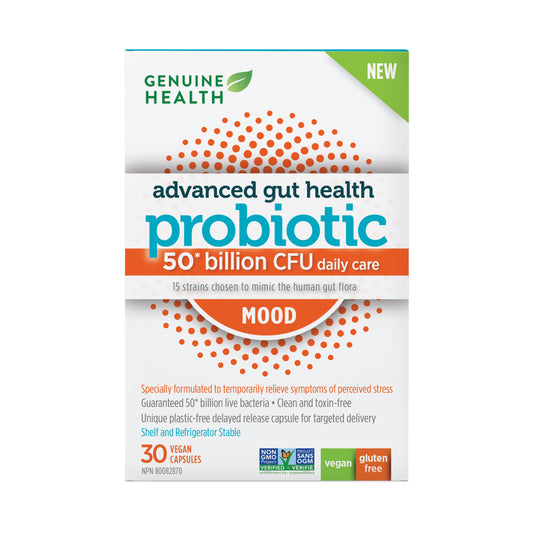 Genuin Health   advanced gut health probiotic mood 50 billion, 30 capsules