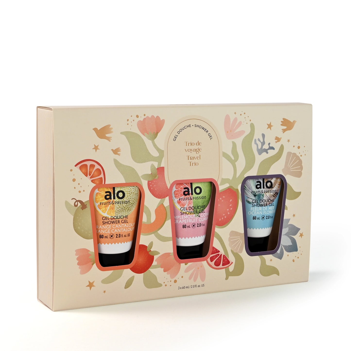 FRUITS & PASSION ALO SET SHOWER GEL TRAVEL 3 pack of 6