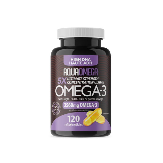 AQUAOMEGA    High DHA Fish Oil Omega3    AQUAOMEGA    High DHA Fish Oil Omega3    5X High DHA SoftGels 120ct