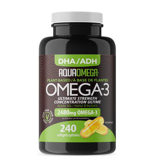 AQUAOMEGA    Vegan Algae Oil Omega3    AQUAOMEGA    Vegan Algae Oil Omega3    Plant Based DHA Algae Oil 240ct