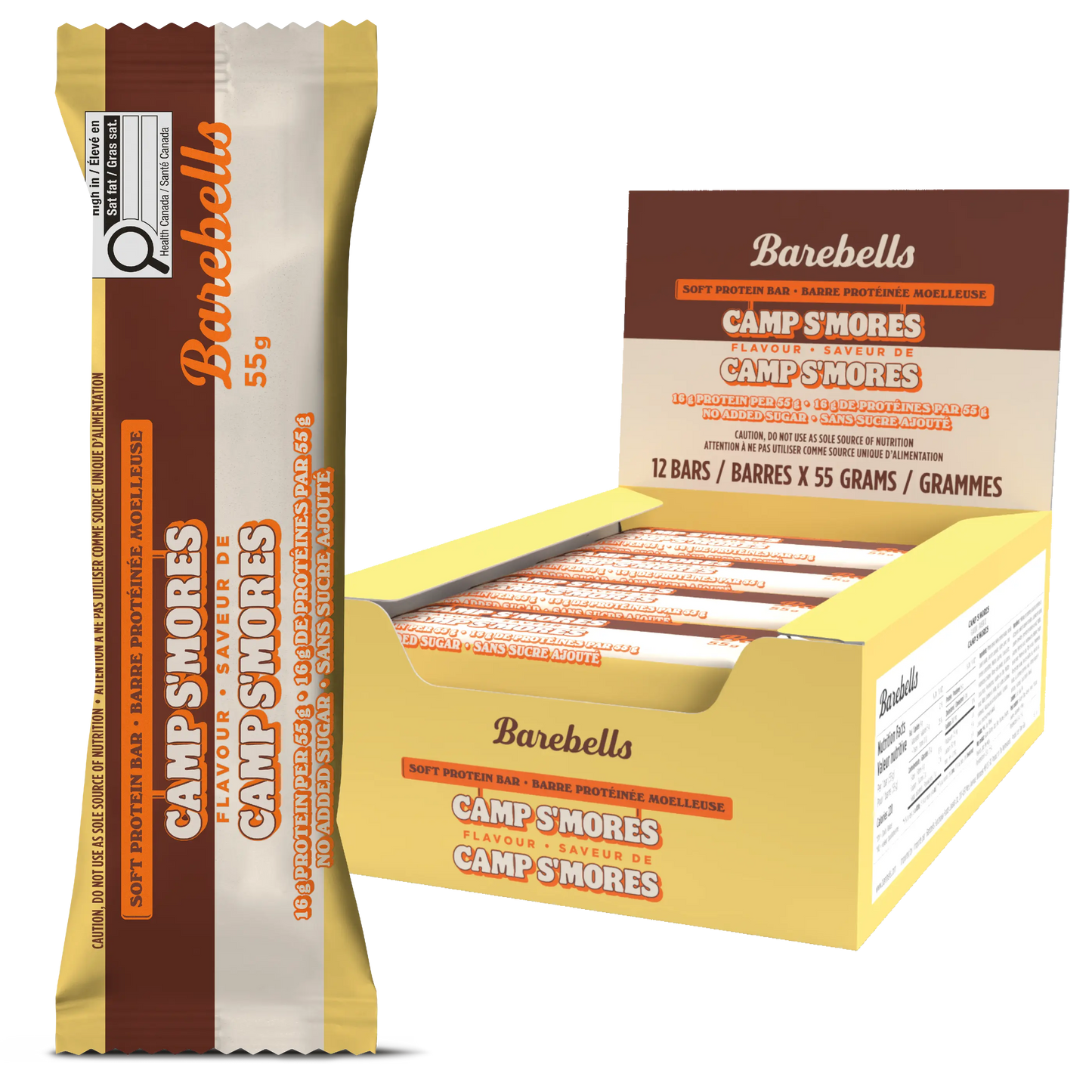 BAREBELLS - BAREBELLS SOFT BAR - 55g -12/box - CAMP S'MORES