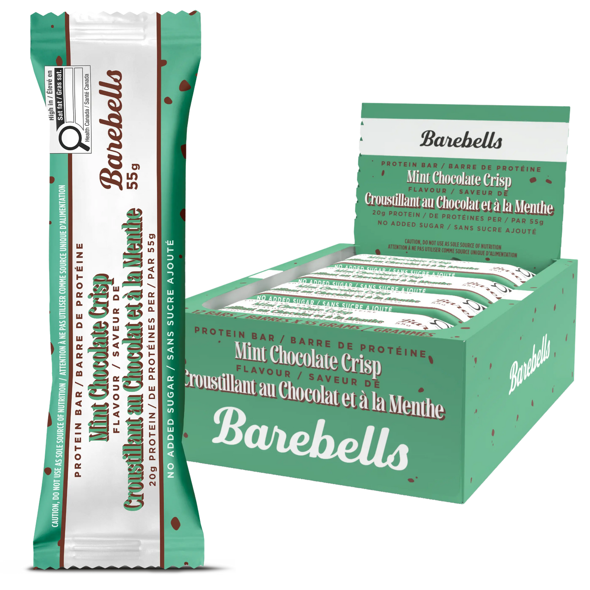 BAREBELLS - PROTEIN BAR - 55g -12/box - MINT CHOCOLATE CRISP