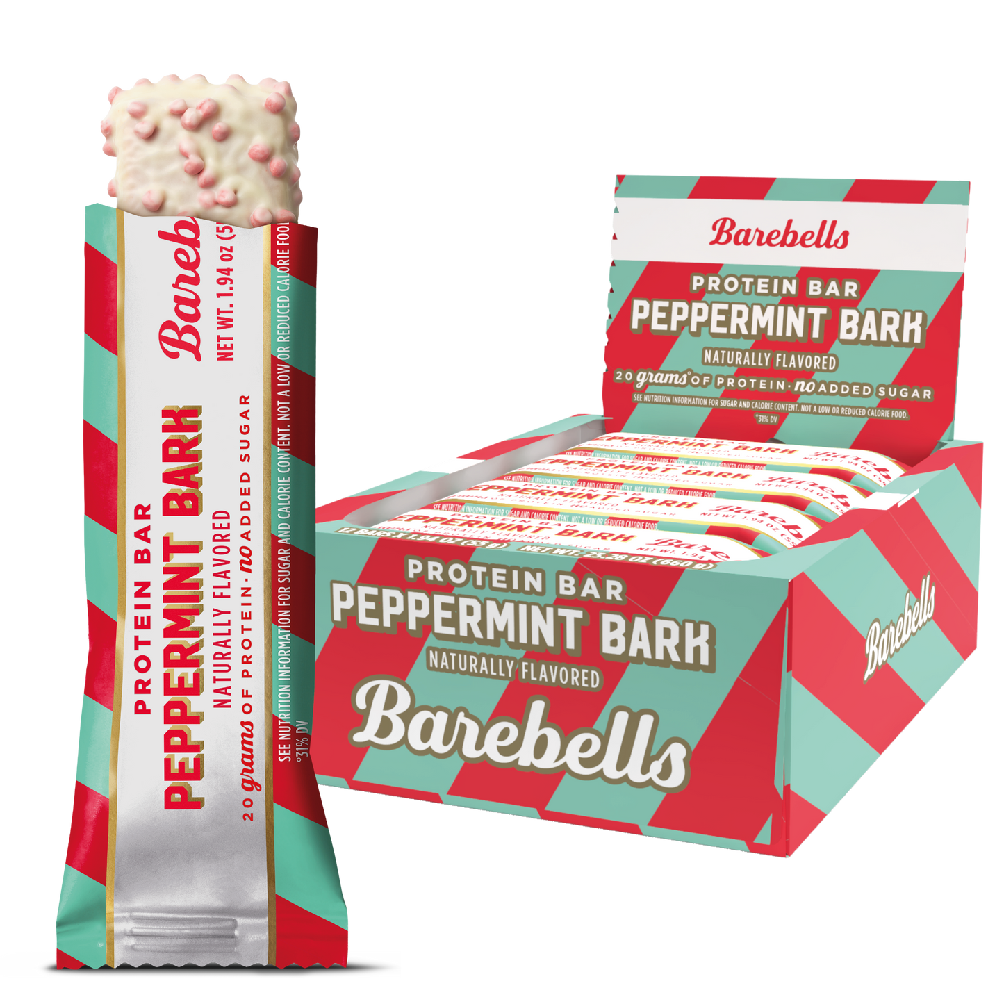 BAREBELLS BAREBELLS PROTEIN BAR PEPPERMINT BARK 55g -12/box