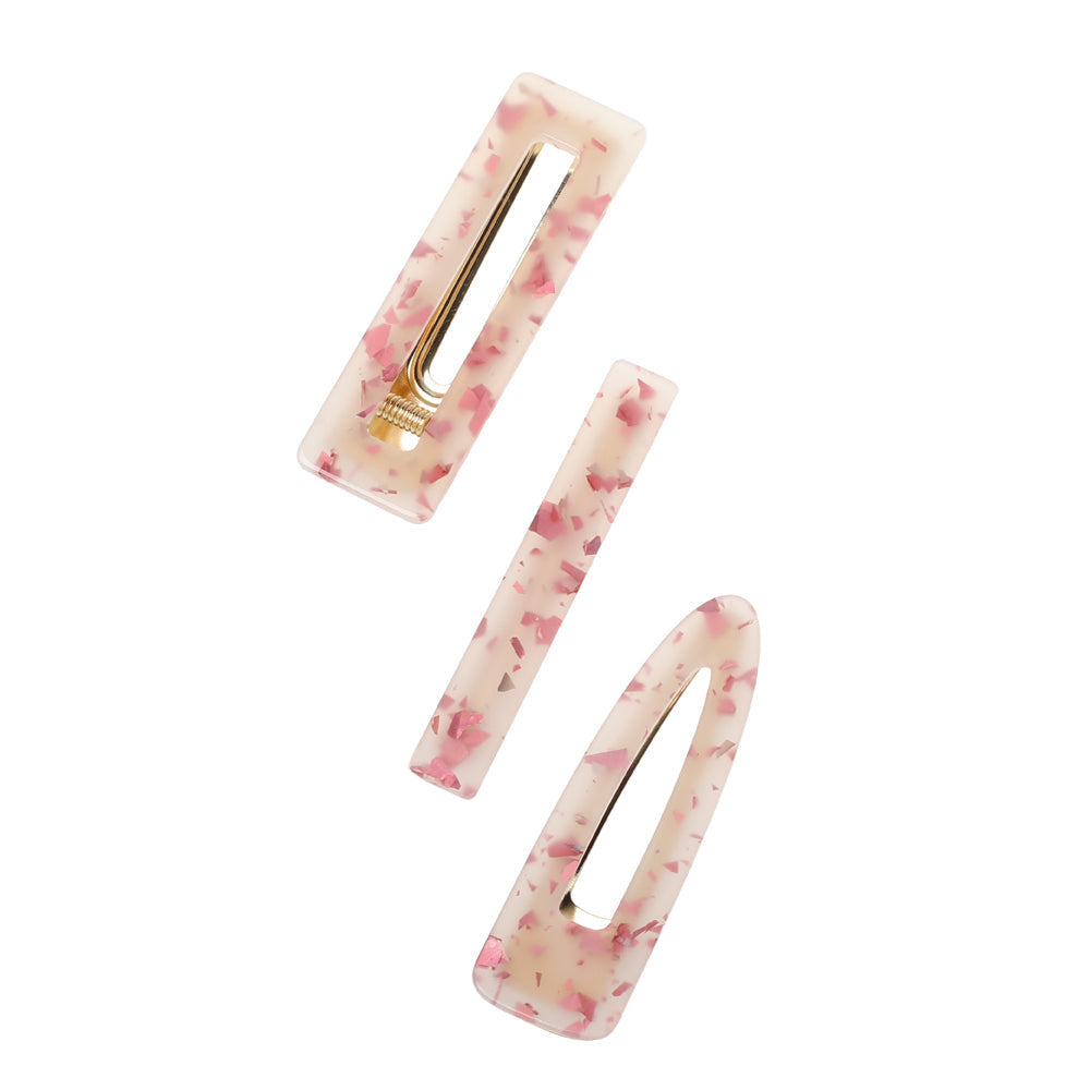BASICARE   HAIR CLIP, PINK MARBLE, 3 PACK