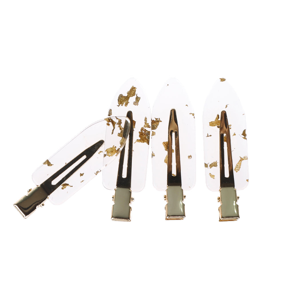 BASICARE   CREASELESS CLIP, CLEAR/GOLD, 4PK