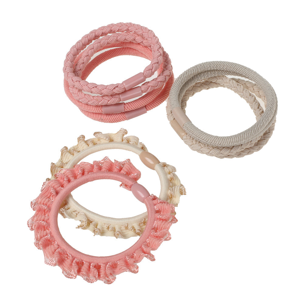 BASICARE   COVERED ELASTICS, PINK / BEIGE, (10)