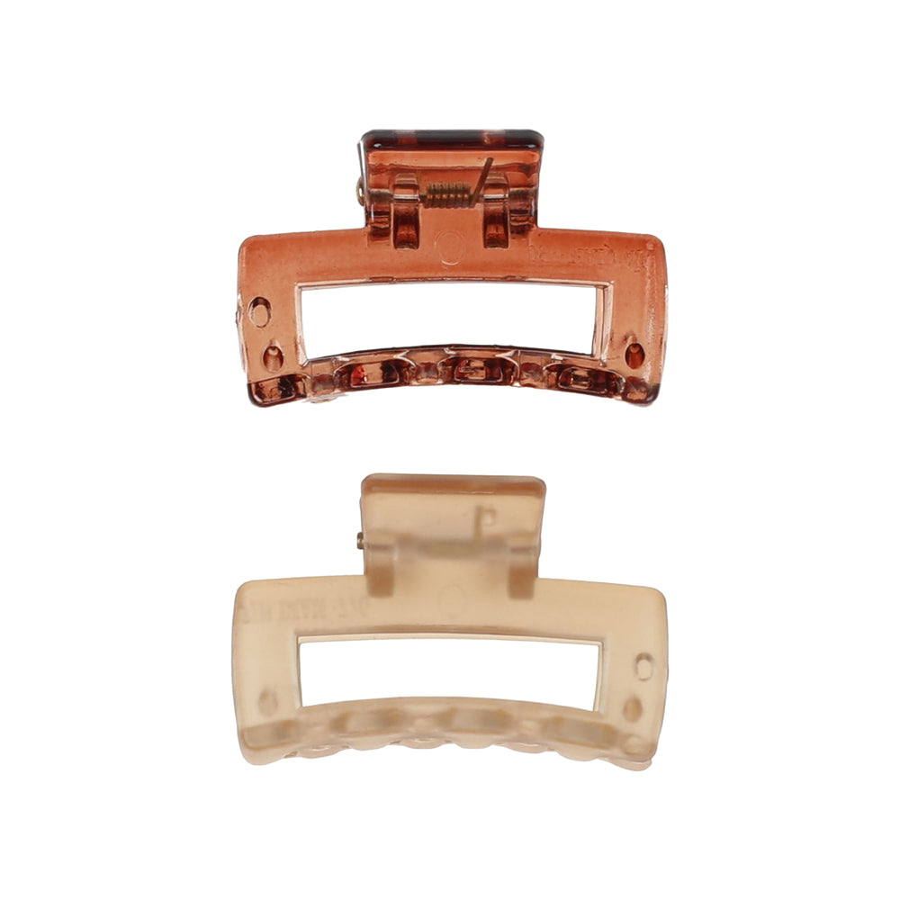 BASICARE   CLAW CLIP, SMALL, BROWN/GOLD, 2PK