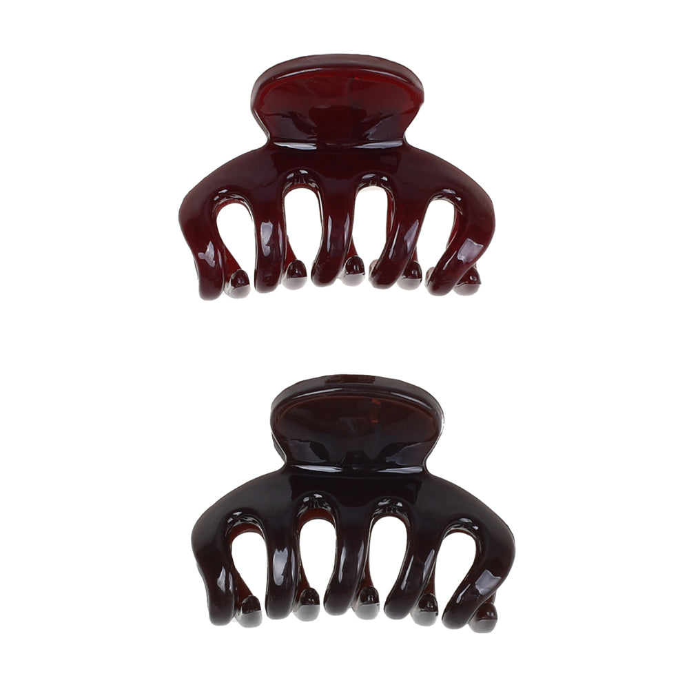 BASICARE   CLAW CLIP, SMALL, DARK BROWN, 2PK
