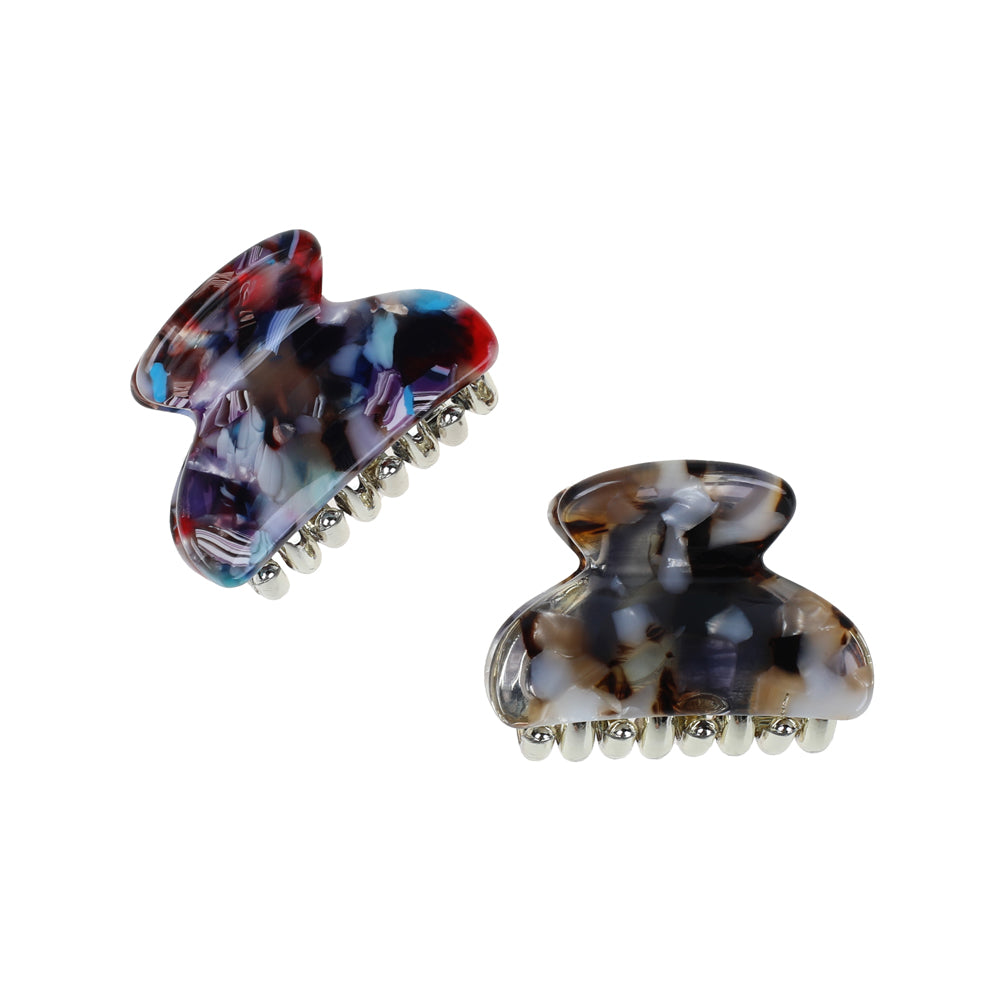 BASICARE   CLAW CLIP, SMALL, MARBLE BLUE, 2 PACK