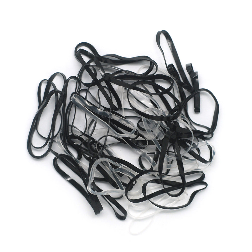 BASICARE   HAIR ELASTICS BLACK & CLEAR, (50)
