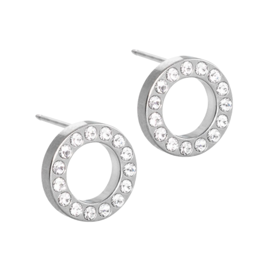 Blomdahl   Earrings   Brilliance Puck Hollow Crystal Stud Earrings - 10mm