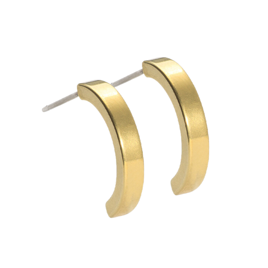 Blomdahl   Earrings   Gold Plain Curved Earrings - 15mm