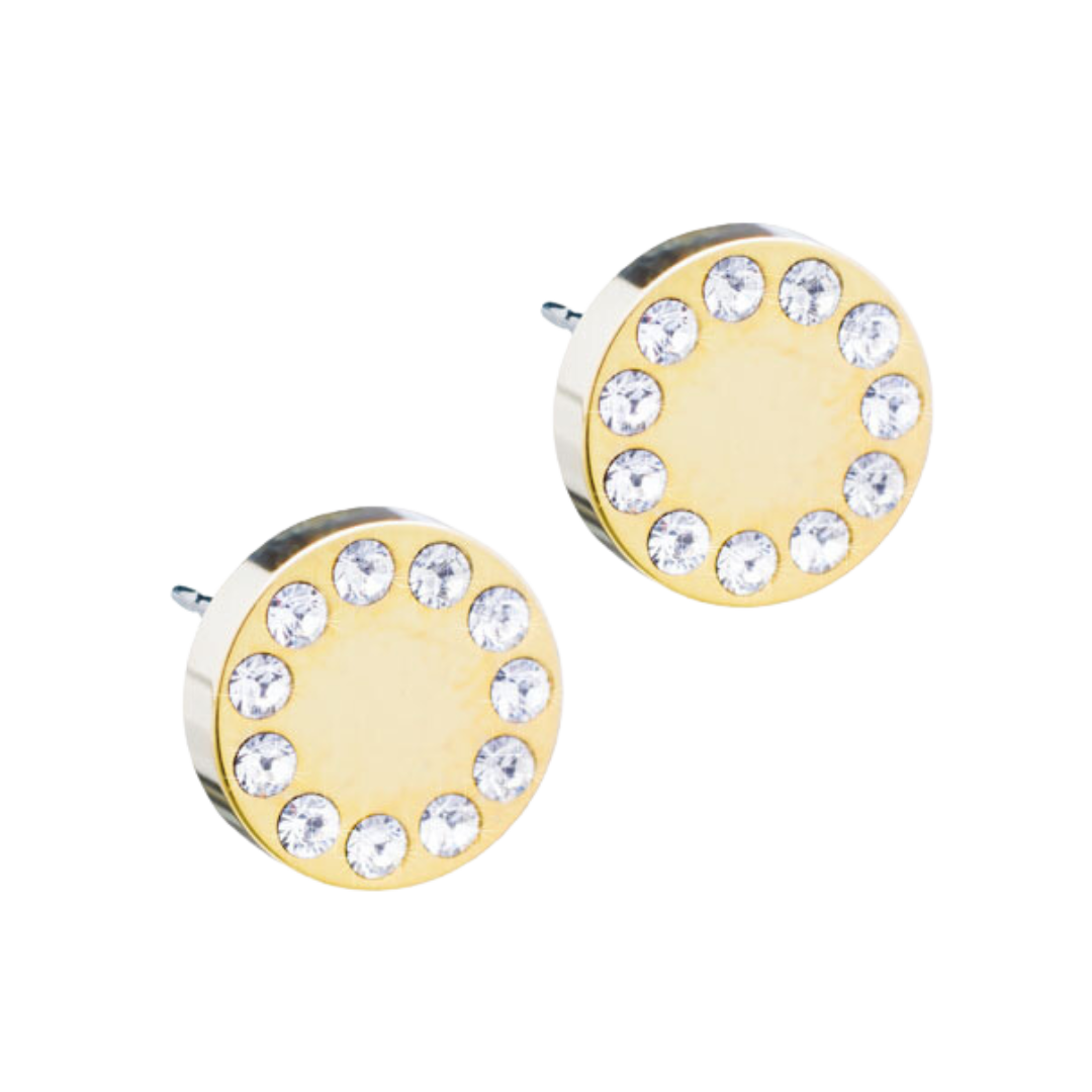 Blomdahl   Earrings   Gold Titanium Brilliance Puck Crystal Stud Earrings - 8mm